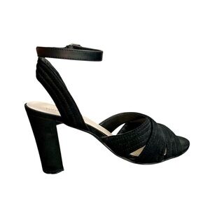Nine West Black Peep-toe Faux Suede High Heels with Ankle Strap Size 7.5